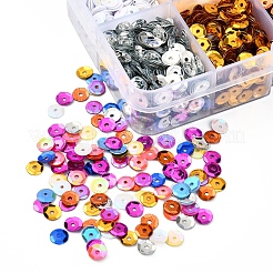 60g10色のプラスチックスパンコールビーズ  半カップ状のスパンコールビーズ  中ハート孔  ミックスカラー  5x0.5mm  穴：1mm  6 G /カラー&nbsp;FIND-YW0001-43