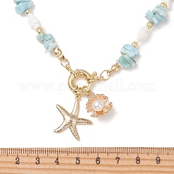 Ocean 304 Stainless Steel Starfish & Alloy Shell Shape Pendant Necklaces&nbsp;NJEW-JN06291