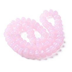 手作りランプワークビーズ連売り  カボチャ  ピンク  11~12x7~8mm  穴：1.6mm  約60個/連  17.13インチ〜18.70インチ（43.5~47.5cm）&nbsp;LAMP-T017-06D