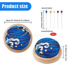 2Pcs 2 Colors Cute Ball Shaped Wave Pattern Cotton Needle Cushion&nbsp;DIY-GL0004-18