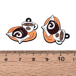 焼付塗装合金エナメルペンダント  コーヒーとチョコレートのケーキロールチャーム  カラフル  22x23.5x1mm  穴：1.6mm&nbsp;PALLOY-T093-19