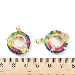 Brass Micro Pave Clear Cubic Zirconia Pendants&nbsp;KK-B141-31G