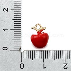 合金エナメルチャーム  ゴールドカラー  りんご  11.5x8.5x7.5mm  穴：1.6mm&nbsp;ENAM-D303-06G-02