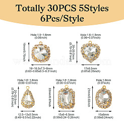 30Pcs 5 Styles Crystal Glass Rhinestone Pendants&nbsp;RB-TA0001-09