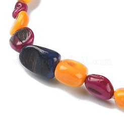 Dyed Natural Shell Nugget Beaded Stretch Bracelet for Women&nbsp;BJEW-JB09383-01