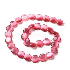 キャッツアイビーズ連売り  フラットラウンド  ミックスカラー  12x4.5mm  穴：1mm  約31~32個/連  14.57~14.76インチ（37~37.5cm）&nbsp;CE-C006-08B