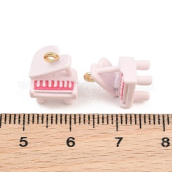 合金エナメルチャーム  ピアノチャーム  ゴールドカラー  ピンク  14.5x10.5x10.5mm  穴：1.2mm&nbsp;AL-CBA1F11-05G-A