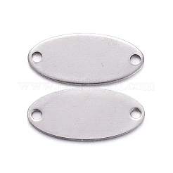 変色しない201ステンレス鋼リンクコネクター  空白タグのスタンプ  オーバル  ステンレス鋼色  16.5x7.5x0.7mm  穴：1.4mm&nbsp;X-STAS-F221-33P