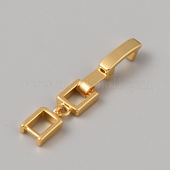 真鍮製折りたたみ式留め具3個  長方形  24KGP本金メッキ  22x5.5x4mm&nbsp;KK-WH0079-110G