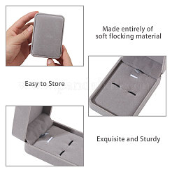 フロッキングプラスチックカフスボタンギフト収納ボックス  長方形  グレー  10x7x4cm&nbsp;CON-WH0089-266