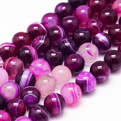 Natural Striped Agate/Banded Agate Bead Strands&nbsp;G-K155-A-8mm-02