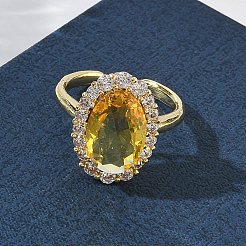 Brass Micro Pave Cubic Zirconia Cuff Open Rings for Women&nbsp;RJEW-L343-17G