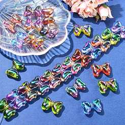 グラデーションカラー不透明アクリルビーズ30個  蝶結び  ミックスカラー  20x28.5x10mm  穴：2.8mm&nbsp;OACR-CJ0002-28