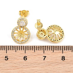Brass Micro Pave Cubic Zirconia Stud Earring Findings&nbsp;CU-CBAA5EE-02G