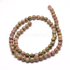 天然ユナカイトラウンドビーズ連売り  10mm  穴：1mm  約36~38個/連  15インチ&nbsp;G-P072-30-10mm