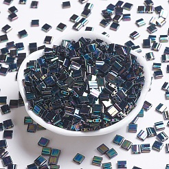MIYUKIティラビーズ  日本製シードビーズ  2穴  （tl455)メタリック多彩なブルーアイリス  5x5x1.9mm  穴：0.8mm  約5900個/500g&nbsp;SEED-MY05-TL455