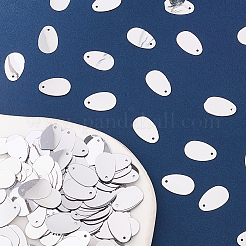 10袋の装飾アクセサリー  PVCプラスチック製のスパンコール/スパンコールペンダント  オーバル  銀  19.5x12.5x0.3mm  穴：1.4mm  約120個/袋&nbsp;FIND-SC0017-03A