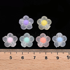 透明なアクリルビーズ  艶消し  二層ビーズ  花  ミックスカラー  12x12.5x6mm  穴：2.5mm&nbsp;X-TACR-S152-06C