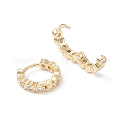 Cubic Zirconia Flat Round Hoop Earrings&nbsp;EJEW-B014-12G