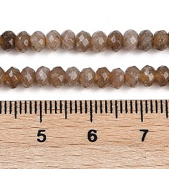 天然石ホワイトジェイドビーズ連売り  ファセットロンデル  染め  キャメル  4~4.5x3mm  穴：1mm  約112~121個/連  13.54''~13.98''（34.4~35.5センチメートル）&nbsp;G-Z069-01C