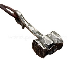 Alloy Viking Hammer Pendant Imitation Leather Cord Necklaces for Men&nbsp;FS-WGE3E04-01