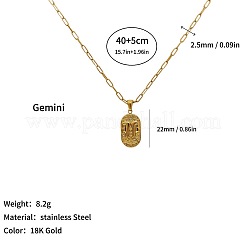 304 Stainless Steel Zodiac Constellation Pendant Paperclip Chain Necklaces&nbsp;ZP0058-5