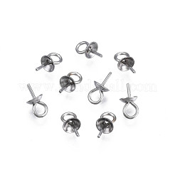 変色しない304ステンレススチールカップペグベイルペンダント  片穴パーツ用  半円  ステンレス鋼色  8x4mm  穴：2mm  ピン：0.7mm&nbsp;STAS-S057-58A-P