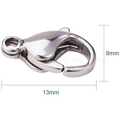 304ステンレススチール製ロブスタークロウ留め金  グレードA  ステンレス鋼色  8x13mm&nbsp;STAS-PH0010-08-WH