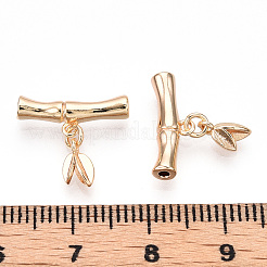 真鍮ビーズ  カドミウムフリー＆ニッケルフリー＆鉛フリー  竹  ゴールドカラー  14x15.5x3.5mm  穴：1.4mm&nbsp;KK-Q773-04G
