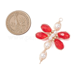 Dragonfly Glass Beaded Connector Charms&nbsp;PALLOY-TA00315-01