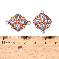 3Dプリント合金コネクタチャーム  赤い花のリンク  プラチナ  18x24.5x3mm  穴：1.8mm&nbsp;FIND-B051-01B-P