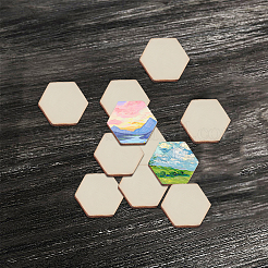 未完成の木の切り欠き  DIY工芸品  六角  ベージュ  10x2.5mm&nbsp;WOOD-DR0001-05B