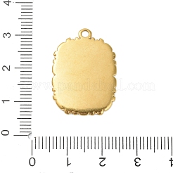 304ステンレススチールエナメルペンダント  ゴールドカラー  花の長方形  26x19x2mm  穴：1.8mm&nbsp;STAS-K303-02B-G