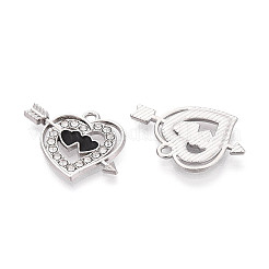 合金ラインストーンペンダント  エナメル  ハートチャーム  プラチナ  18.5x22x2mm  穴：1.8mm&nbsp;FIND-N012-02P