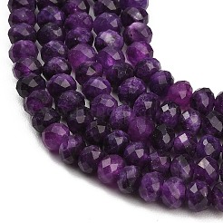 ファセットカットされた染色済みの天然白翡翠ビーズの連  ロンデル  インディゴ  8x5.5~6mm  穴：1mm  約64~66個/連  14.76~15.16''（37.5~38.5センチメートル）&nbsp;GG-CBAE966-01A-L