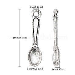 合金のチベット風チャーム  キッチン用品ペンダント  ウェイトレスチャーム  鉛フリー及びカドミウムフリー  銀食器  アンティークシルバー  長さ24mm  6 mm幅  厚さ2mm  穴：2mm&nbsp;X-LF0974Y