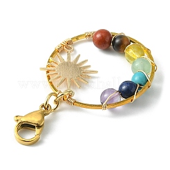 Wire Wrapped Chakra Mixed Gemstone Pendant Decorations&nbsp;HJEW-TA00053