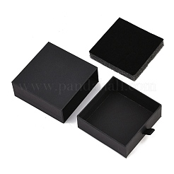 厚紙紙ブレスレットバングル引き出しボックス  内部のスポンジ  正方形  ブラック  9x9x3.5cm&nbsp;CON-K015-05A