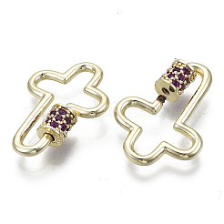 Brass Micro Pave Cubic Zirconia Screw Carabiner Lock Charms&nbsp;KK-R136-070D-NF