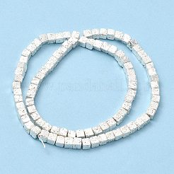 天然溶岩岩ビーズ連売り  キューブ  銀メッキ  4~5x4~5x4~5mm  穴：1mm  約90~95個/連  15.5~16インチ&nbsp;G-E602-03A