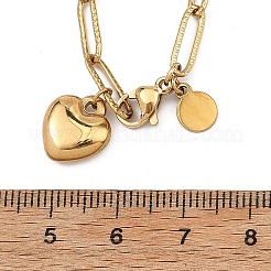304ステンレススチール製ハート型ペンダントとペーパークリップチェーンネックレス（女性用）  ゴールドカラー  16.54インチ（42cm）&nbsp;SA-B005-04G