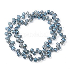 電気メッキガラスビーズセット  ティアドロップ  スチールブルー  10~11x8mm  穴：1mm  約93個/連  62cm&nbsp;EGLA-D030-17L