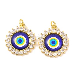 Rack Plating Brass Micro Pave Cubic Zirconia Pendants&nbsp;KK-H486-21G