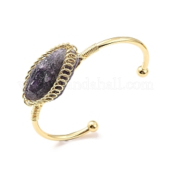 Natural Amethyst Horse Eye Wrapped Cuff Bangle&nbsp;G-D458-02G-07-RS
