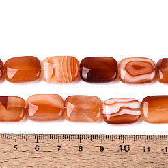天然石瑪瑙ビーズ連売り  染め  長方形  チョコレート  17~19x13~14x5~6.5mm  穴：1mm  約22個/連  15.55~15.75インチ（39.5~40cm）&nbsp;G-N356-03A-16