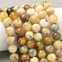 天然石イエローオパールビーズ連売り  ラウンド  10mm  穴：0.8mm  約40個/連  38cm&nbsp;G-I213-18-10mm