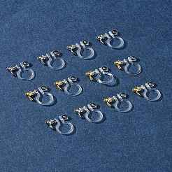 12個2色304ステンレススチールとプラスチッククリップオンイヤリング金具  ゴールデン·ステンレス鋼色  11x11x3mm  穴：1.8mm  6個/カラー&nbsp;KY-FS0001-28