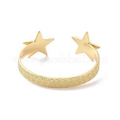 Brass Double Star Open Cuff Bangle for Women&nbsp;BJEW-P280-02G
