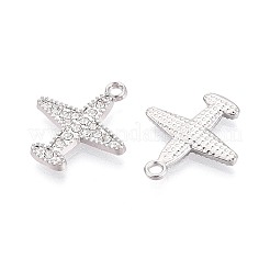 合金&クリスタルラインストーンペンダント  飛行機チャーム  プラチナ  20.5x18.5x2mm  穴：2mm&nbsp;PALLOY-T095-07P