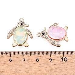 合金ガラスペンダント  ラインストーン付き  カドミウムフリー＆鉛フリー  ペンギンチャーム  ミックスカラー  24x19.5x6.5mm  穴：1.6mm&nbsp;PALLOY-N176-77KCG